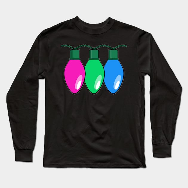 Polysexual Pride Christmas Lights Long Sleeve T-Shirt by wheedesign